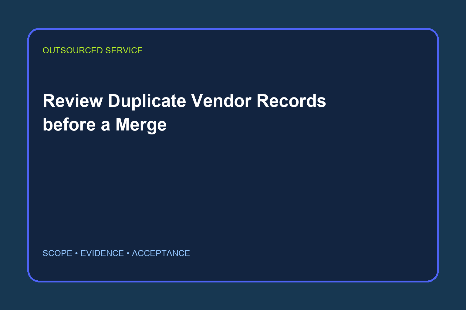 Review Duplicate Vendor Records before a Merge